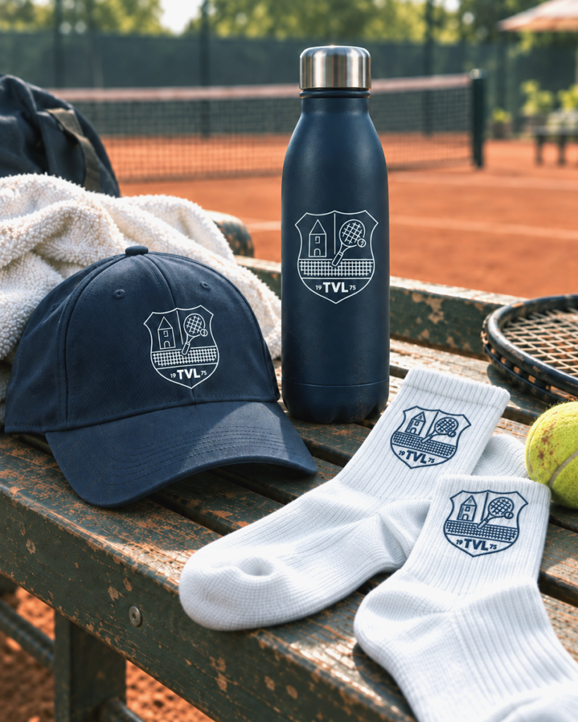 Mütze und Trinkflasche mit Logo des Tennisverein Langförden